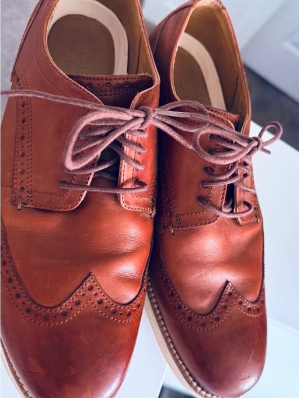 Men's Cole Haan Brown Leather Wingtip Derby Shoes 👞